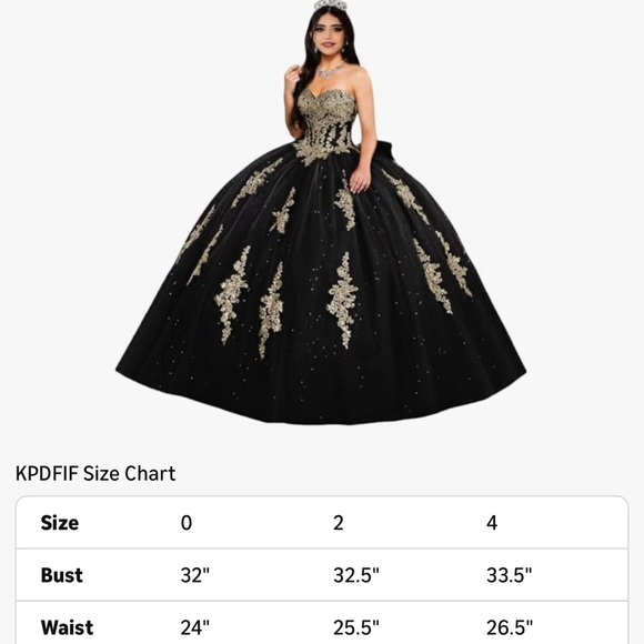 Quinceañera Elegant Black and Gold Dress sz 0 - Picture 2 of 7